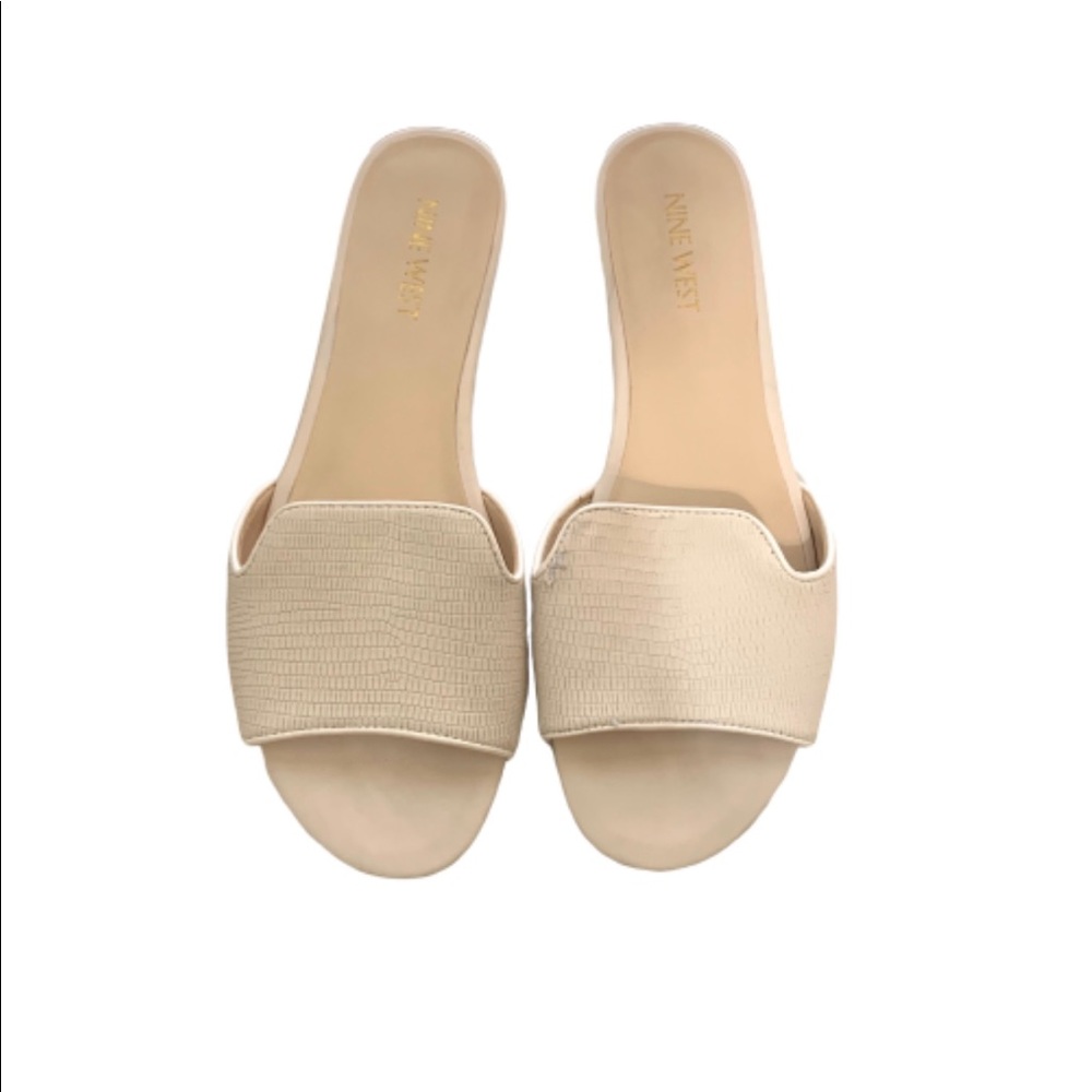 Nine West Talk to Me Leather Slip On Sandals 7.5